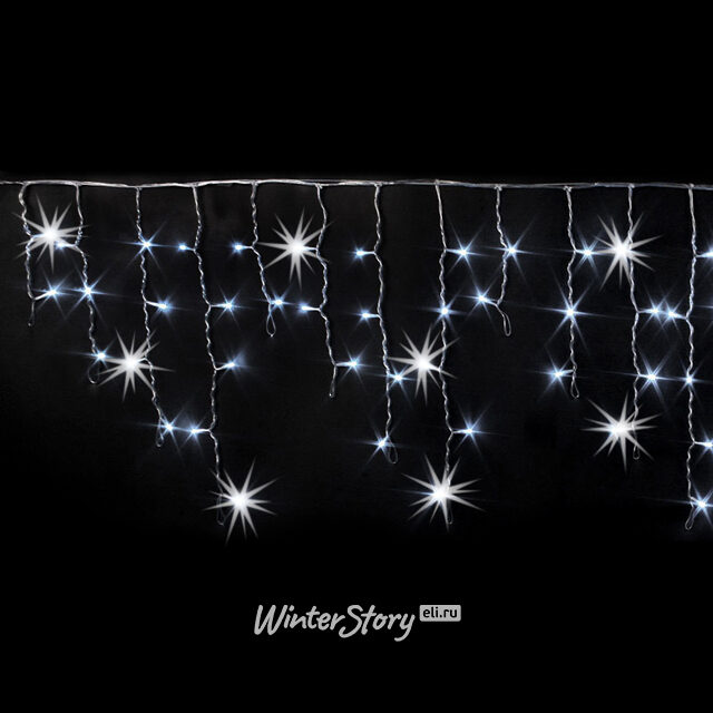 Светодиодная бахрома 3*0.5 м, 112 холодных белых LED ламп, мерцание, прозрачный СИЛИКОН+ПВХ, соединяемая, IP54 Rich Led