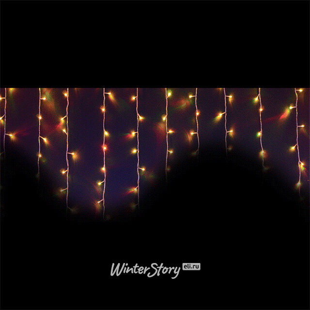 Светодиодная бахрома Хамелеон 5*0.7 м, 198 RGB LED ламп, прозрачный СИЛИКОН+ПВХ, соединяемая, IP54 Rich Led