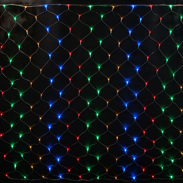 Гирлянда Сетка 2*1.5 м, 192 разноцветных LED ламп, прозрачный ПВХ, соединяемая, контроллер, IP54 Rich Led
