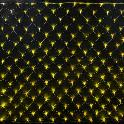 Гирлянда Сетка 2*1.5 м, 192 желтых LED ламп, прозрачный ПВХ, соединяемая, контроллер, IP54 Rich Led