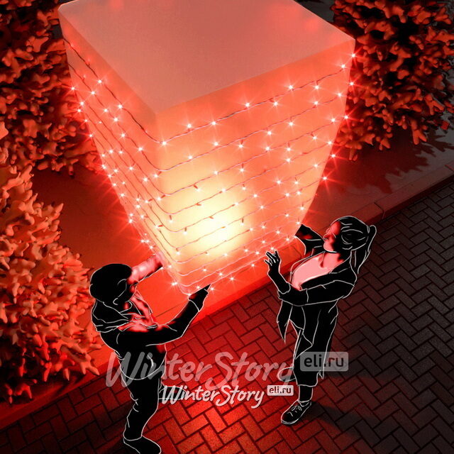 Светодиодная гирлянда нить Rich Led 10 м, 100 красных LED ламп, мерцание, прозрачный ПВХ, соединяемая, IP65 Rich Led