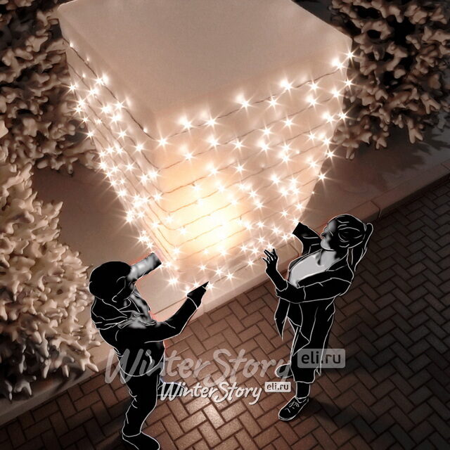 Светодиодная гирлянда нить Rich Led Cap 10 м, 100 холодных белых LED ламп, мерцание, белый ПВХ, соединяемая, IP65 Rich Led