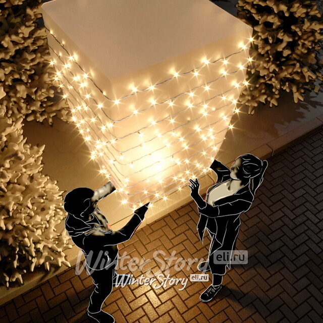 Светодиодная гирлянда нить Rich Led Cap 10 м, 100 тёплых белых LED ламп, мерцание, белый ПВХ, соединяемая, IP65 Rich Led