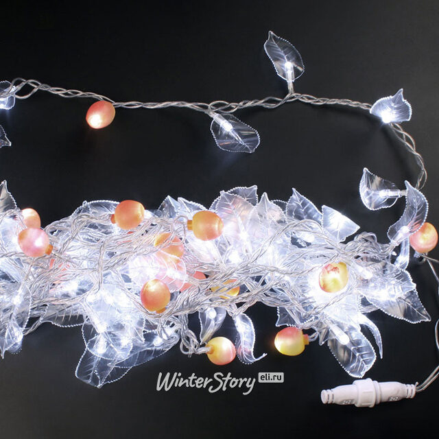 Светодиодная гирлянда Флора, 100 холодных белых LED ламп 10 м, прозрачный СИЛИКОН+ПВХ, соединяемая, IP54 Rich Led