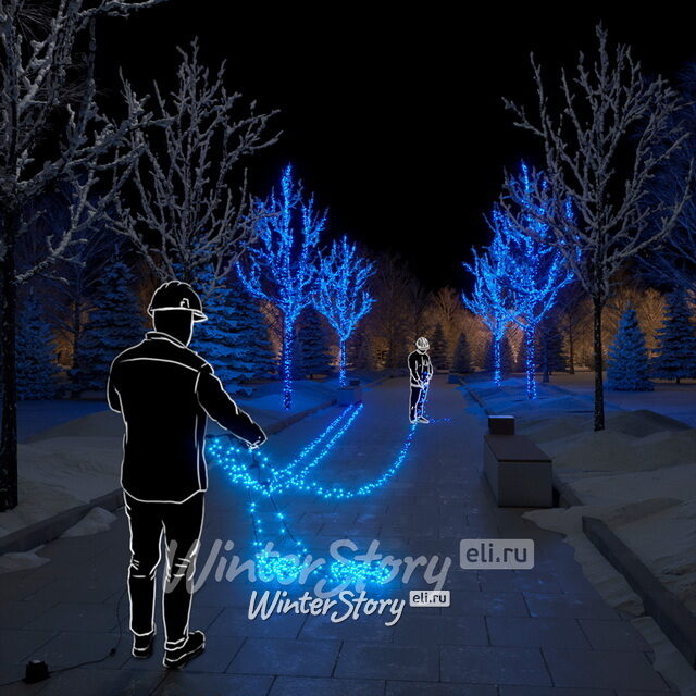 Гирлянды на деревья Клип Лайт - Спайдер 100 м, 1000 синих LED ламп, черный КАУЧУК+ПВХ, IP54 Rich Led