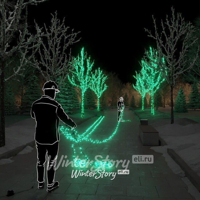 Гирлянды на деревья Клип Лайт - Спайдер 100 м, 1000 зеленых LED ламп, черный КАУЧУК+ПВХ, IP54 Rich Led