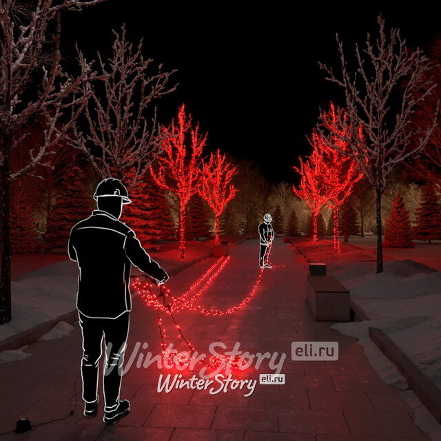 Гирлянды на деревья Клип Лайт - Спайдер 100 м, 1000 красных LED ламп, черный КАУЧУК+ПВХ, IP54 Rich Led