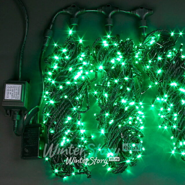 Гирлянды на деревья Клип Лайт - Спайдер 60 м, 600 зеленых LED ламп, черный КАУЧУК+ПВХ, контроллер, IP54 Rich Led