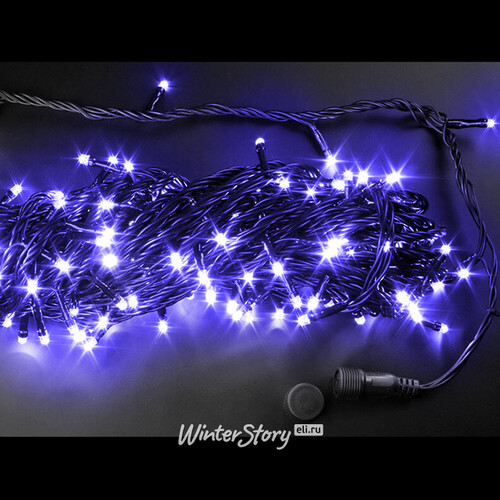 Светодиодная гирлянда нить Rich Led 20 м 200 фиолетовых LED ламп, чёрный ПВХ, с возможностью динамики, соединяемая, IP54 Rich Led