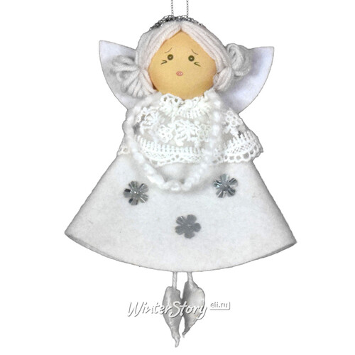 Кукла на елку Фея-Крёстная Сесиль в белоснежном наряде 19 см, подвеска Due Esse Christmas