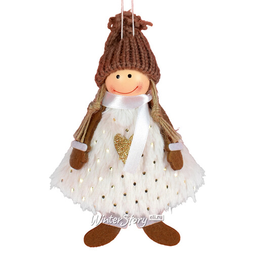 Елочное украшение Девочка Дафна на зимней прогулке 17 см, подвеска Due Esse Christmas