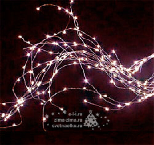 Светодиодная гирлянда на проволоке Капельки Звездочки 100 розовых MINILED ламп 10 м, серебряная проволока BEAUTY LED