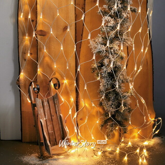 Гирлянда сетка Super Rubber 1.9*1.6 м, 320 теплых белых LED, белый каучук, соединяемая, IP65 Snowhouse