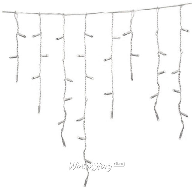 Гирлянда бахрома Super Rubber 2*0.5 м, 100 синих LED с белым мерцанием, белый каучук, соединяемая, IP44 Snowhouse