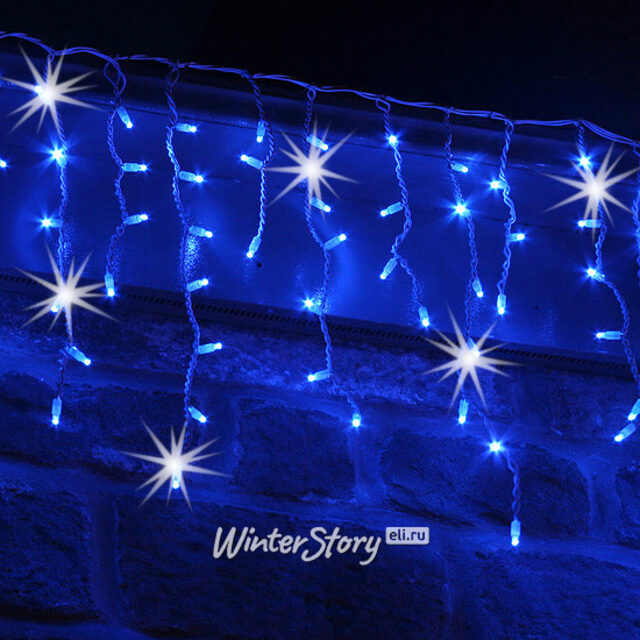 Гирлянда бахрома Super Rubber 2*0.5 м, 100 синих LED с белым мерцанием, белый каучук, соединяемая, IP44 Snowhouse