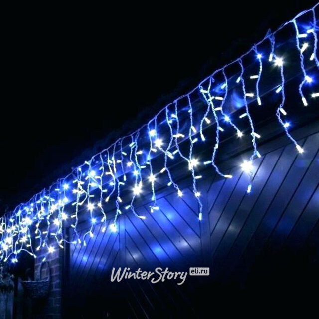Гирлянда бахрома Super Rubber 4*0.8 м, 208 синих/холодных белых LED, белый каучук, соединяемая, IP44 Snowhouse