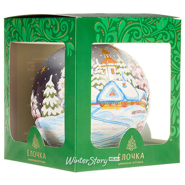 Стеклянный елочный шар Рождественская ночь 11 см черный Фабрика Елочка