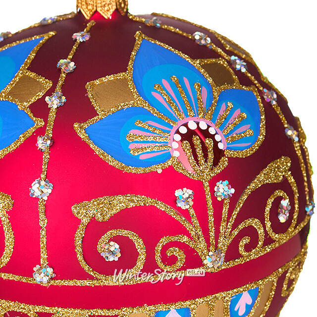 Стеклянный елочный шар Императорский 11 см бордовый Фабрика Елочка