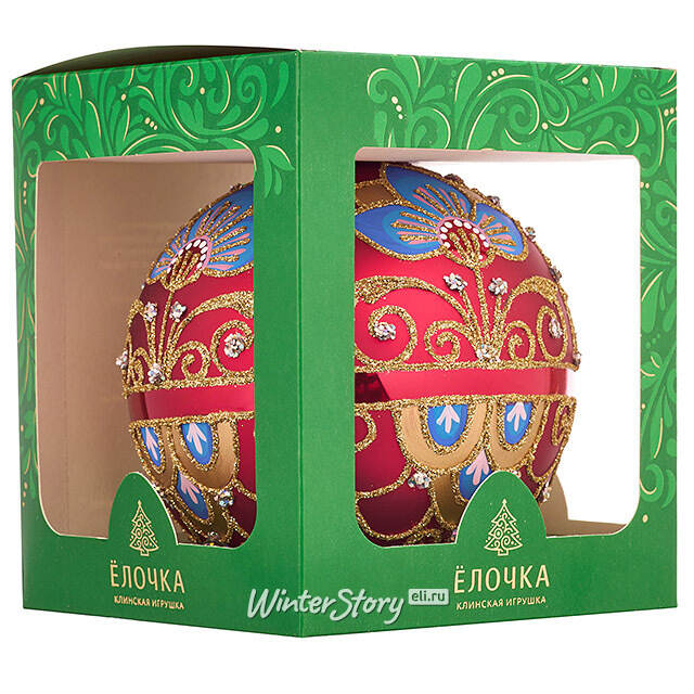 Стеклянный елочный шар Императорский 11 см бордовый Фабрика Елочка