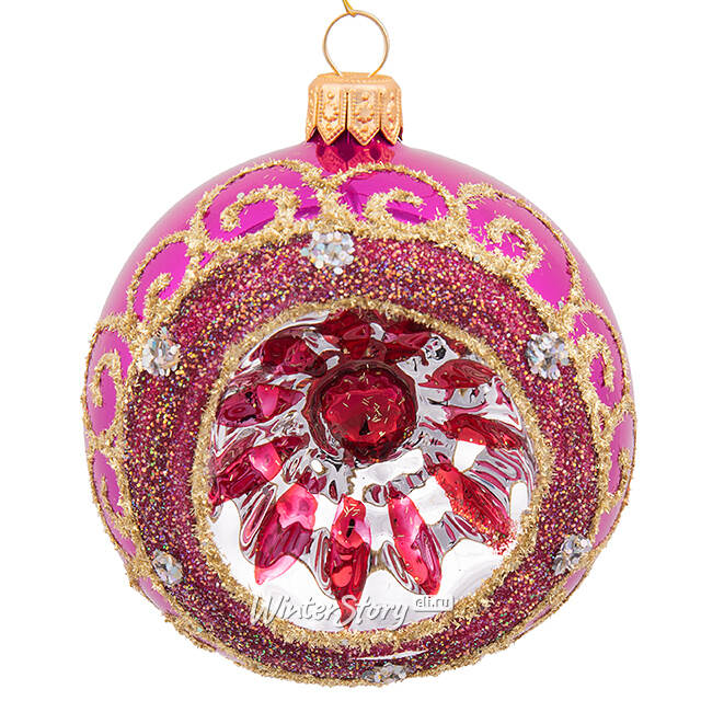Стеклянный елочный шар Новогодний Огонёк 8 см вишневый Фабрика Елочка