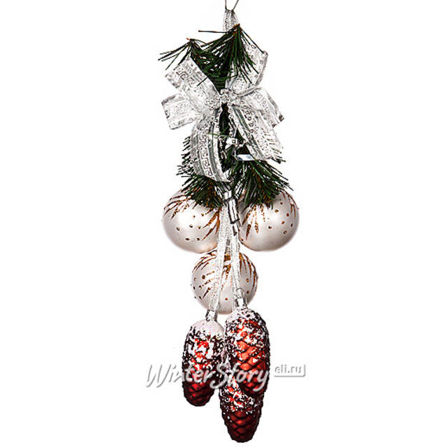 Елочное украшение Гирлянда Пороша 42 см, стекло Фабрика Елочка