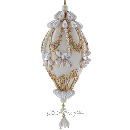 Винтажное елочное украшение Алетта - Жемчужное Рококо 20 см, подвеска Kurts Adler