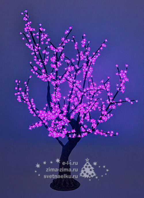 Светодиодное дерево "Сакура" с "натуральным" стволом, 200 см, уличное, 1152 ФИОЛЕТОВЫХ LED ламп BEAUTY LED