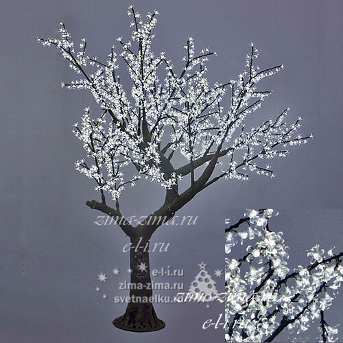 Светодиодное дерево "Сакура" с "натуральным" стволом, 200 см, уличное, 1152 БЕЛЫХ LED ламп BEAUTY LED