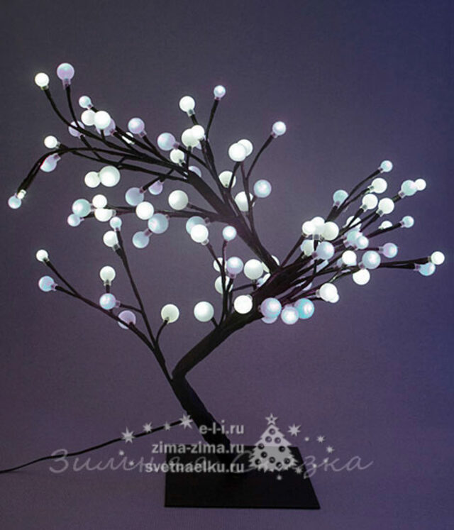 Светодиодное мини дерево "Бонсай ШАРИКИ", 60 см, 96 БЕЛЫХ LED ламп BEAUTY LED (Бьюти Лэд)