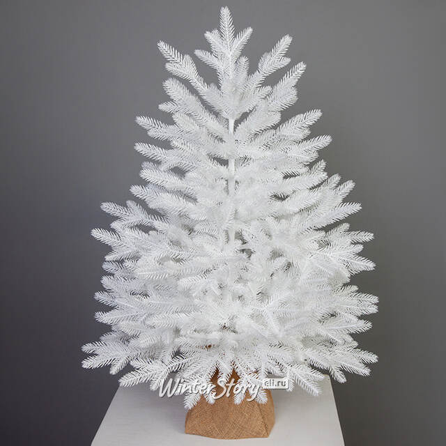 Настольная белая елка в мешочке Сапфир 80 см, ЛИТАЯ 100% Царь Елка