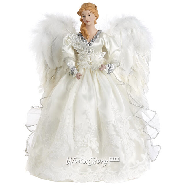 Верхушка на елку Ангел - Благовестник 41 см в белом Goodwill