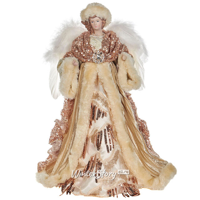 Верхушка на ёлку Ангел Камаэль в кремово-золотой шубе, 41 см Goodwill