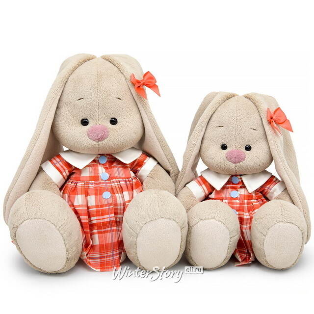 Мягкая игрушка Зайка Ми в платье в клетку 18 см Budi Basa