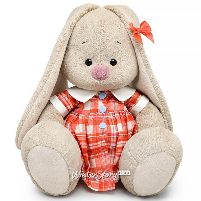 Мягкая игрушка Зайка Ми в платье в клетку 18 см Budi Basa