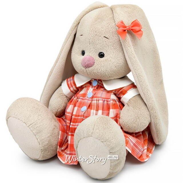 Мягкая игрушка Зайка Ми в платье в клетку 18 см Budi Basa