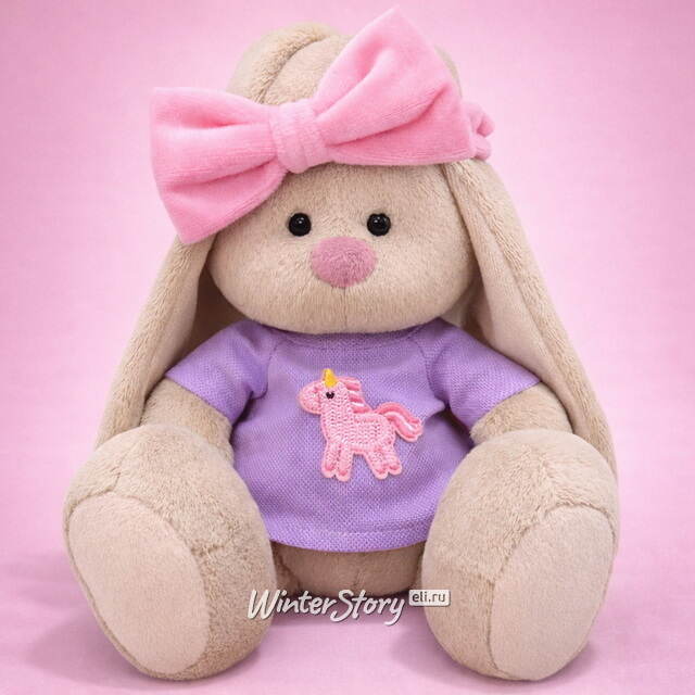 Мягкая игрушка Зайка Ми в повязке и футболке с единорогом 18 см коллекция Город Budi Basa (Буди Баса)