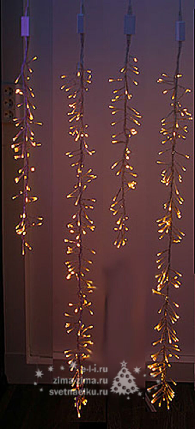 Светодиодная Бахрома Метеор 3*1.4 м, 480 теплых белых LED ламп, прозрачный СИЛИКОН, IP54 BEAUTY LED