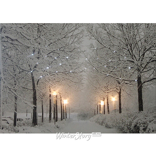 Светодиодная картина "Снежная аллея", 40*30 см, LED лампы, батарейки Snowhouse