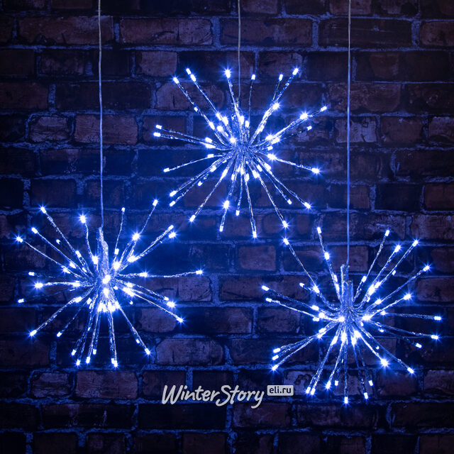 Светодиодный Ежик Legoled серебряный 30 см 3 шт синие лампы с холодным белым мерцанием, IP44 BEAUTY LED