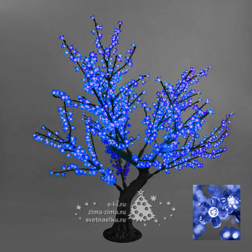 Светодиодное дерево "Сакура" с "натуральным" стволом, 150 см, уличное, 768 СИНИХ LED ламп BEAUTY LED