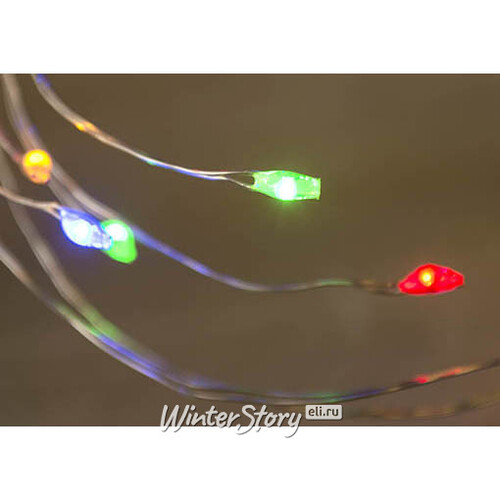 Гирлянда на елку 45-60 см Лучи Капельки Росы, 10 нитей, 80 разноцветных мини LED ламп, серебряная проволока, батарейки, IP20 Koopman