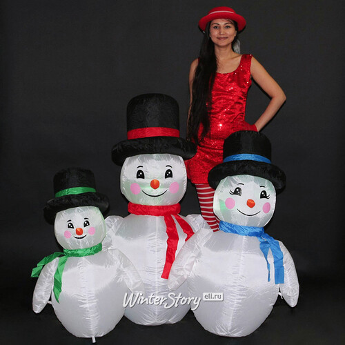 Надувная фигура Семья снеговиков 1.2 м с LED подсветкой Торг Хаус