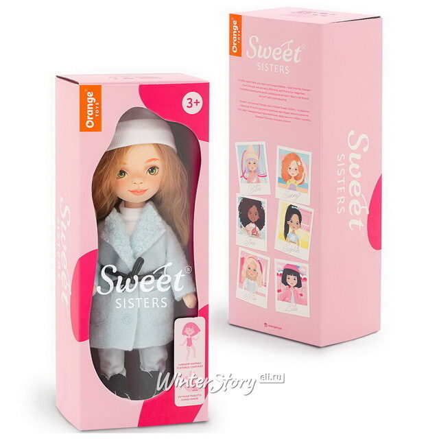 Мягкая кукла Sweet Sisters: Sunny в пальто мятного цвета 32 см, коллекция Европейская зима Orange Toys