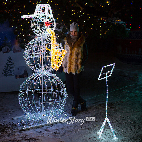 Светящийся Снеговик с саксофоном уличный 210 см GREEN TREES