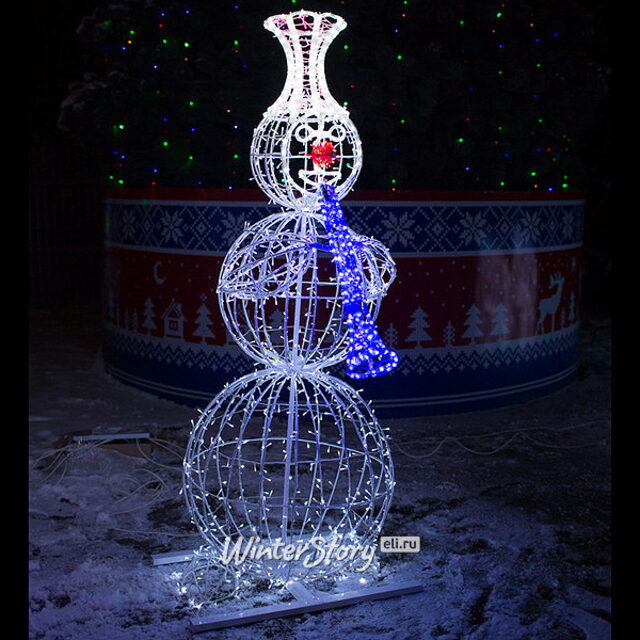 Светящийся Снеговик с трубой уличный 210 см GREEN TREES