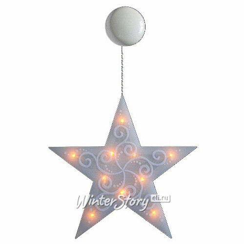 Светящееся украшение на присоске Звезда 25*30 см, 10 теплых белых LED ламп на батарейке Snowhouse