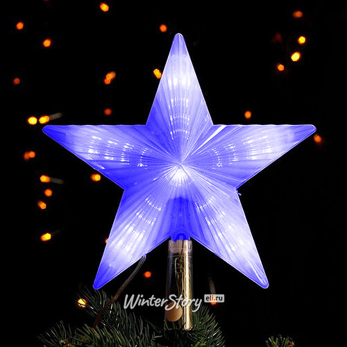 Светодиодная Звезда на елку 22 см синяя 30 LED ламп Snowhouse