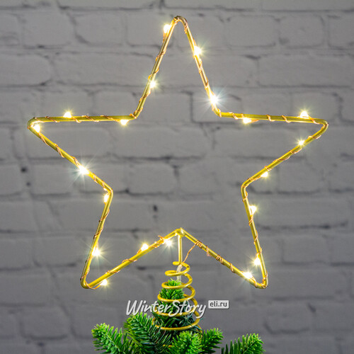 Светодиодная Звезда на елку 20 см теплая белая, mini LED лампы, на батарейках Snowhouse