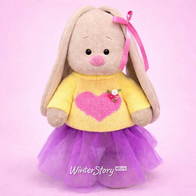 Мягкая игрушка Зайка Ми в свитере с сердцем 32 см Budi Basa