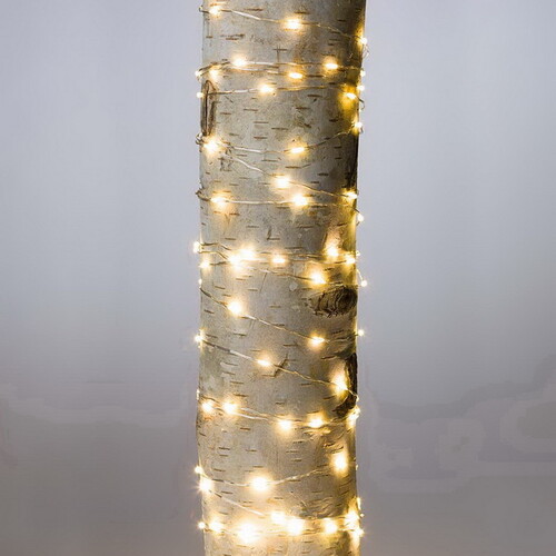 Светодиодная гирлянда Капельки 24 м, 240 теплых белых мини LED ламп, серебряная проволока, контроллер, IP44 Koopman